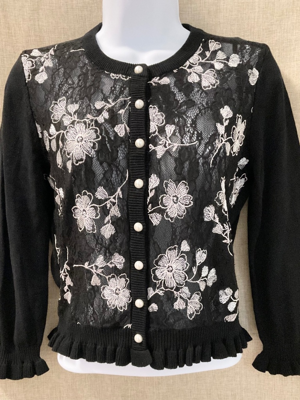 Karl Lagerfeld Floral Lace Cardigan